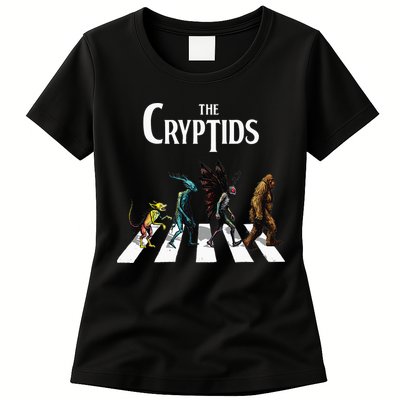 The Cryptids Bigfoot Mothman Wendigo Chupacabra Creatures Womens T-Shirt