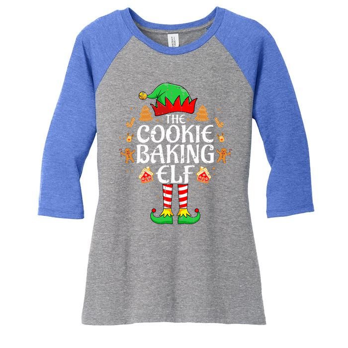 The Cookie Baking Elf Xmas Matching Christmas Family Pajama  Women's Tri-Blend 3/4-Sleeve Raglan Shirt