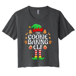 The Cookie Baking Elf Xmas Matching Christmas Family Pajama  Women's Crop Top Tee