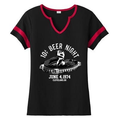 Ten Cent Beer Night Cleveland CLE Baseball Ladies Halftime Notch Neck Tee