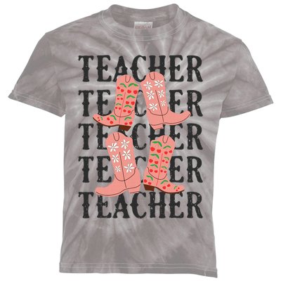 Teacher Cute Boho Cowgirl Boots Wild West Cowboy Rodeo Kids Tie-Dye T-Shirt