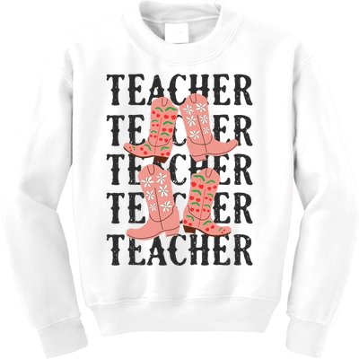 Teacher Cute Boho Cowgirl Boots Wild West Cowboy Rodeo Kids Sweatshirt