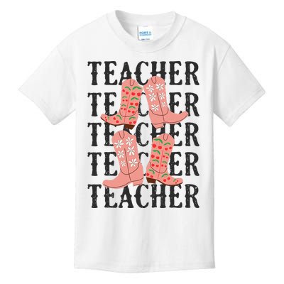 Teacher Cute Boho Cowgirl Boots Wild West Cowboy Rodeo Kids T-Shirt