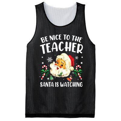 Teacher Christmas Be Nice To The Teacher Santa Is Watching Mesh Reversible Basketball Jersey Tank