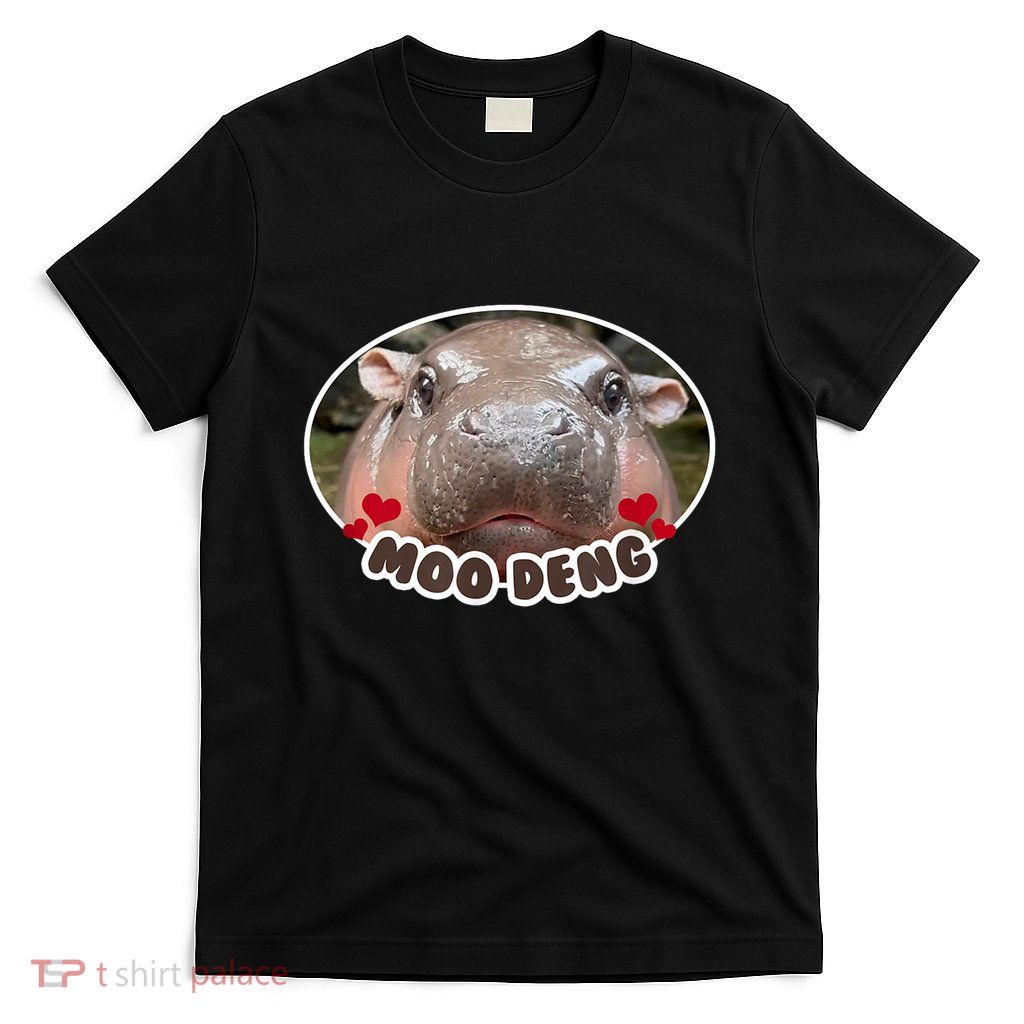 The Cute Baby Hippo Moo Deng Bouncy Pig In Thai Picture Gift T-Shirt