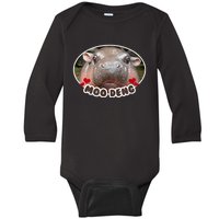 The Cute Baby Hippo Moo Deng Bouncy Pig In Thai Picture Gift Baby Long Sleeve Bodysuit