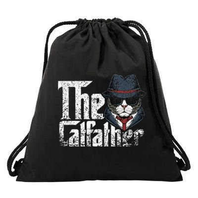 The Catfather Best Birthday Cat Dad Fathersday Drawstring Bag