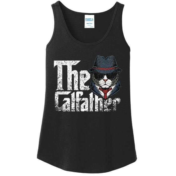 The Catfather Best Birthday Cat Dad Fathersday Ladies Essential Tank