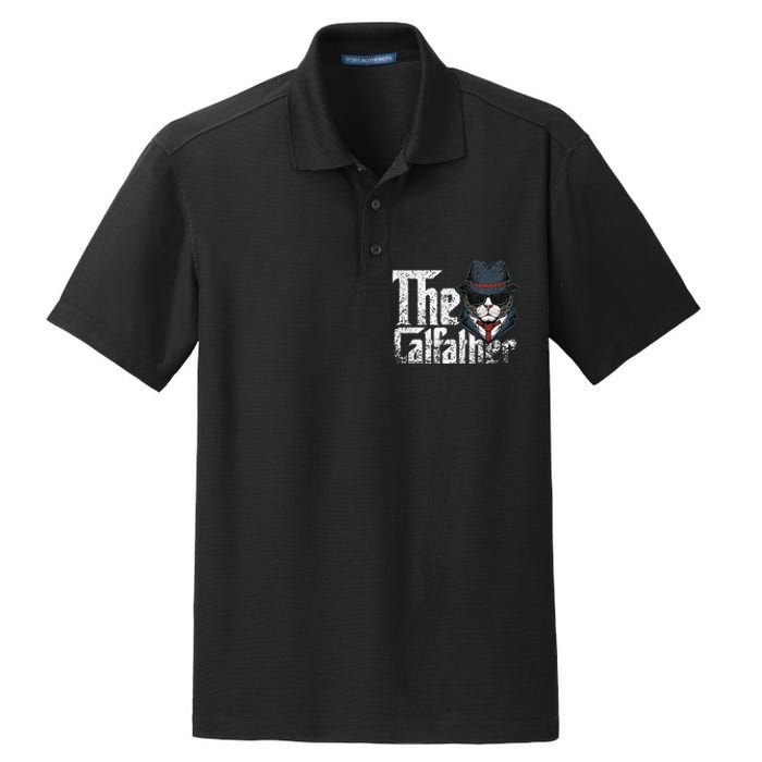 The Catfather Best Birthday Cat Dad Fathersday Dry Zone Grid Polo