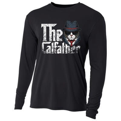 The Catfather Best Birthday Cat Dad Fathersday Cooling Performance Long Sleeve Crew