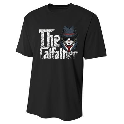 The Catfather Best Birthday Cat Dad Fathersday Performance Sprint T-Shirt