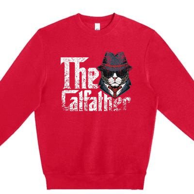 The Catfather Best Birthday Cat Dad Fathersday Premium Crewneck Sweatshirt