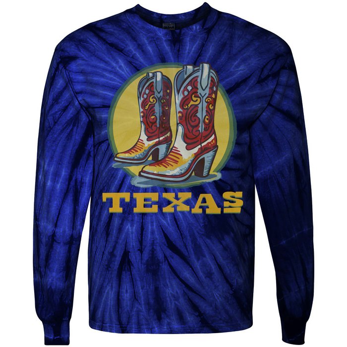 Texas Cowboy BootsVintage Tie-Dye Long Sleeve Shirt