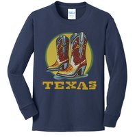 Texas Cowboy BootsVintage Kids Long Sleeve Shirt