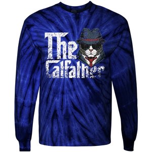 The Catfather Best Birthday Cat Dad Fathersday Funny Gift Tie-Dye Long Sleeve Shirt