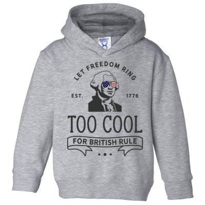 Too Cool British Rule / Funny 4th Of July George Washington Toddler Hoodie