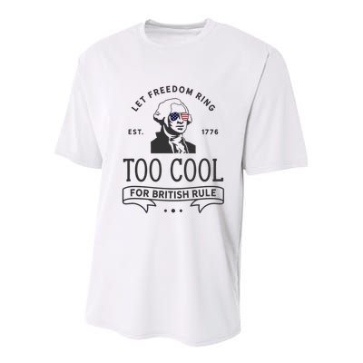 Too Cool British Rule / Funny 4th Of July George Washington Youth Performance Sprint T-Shirt