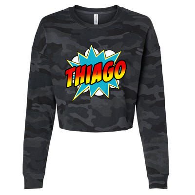 Thiago Comic Book Superhero Name Cropped Pullover Crew