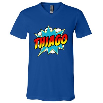 Thiago Comic Book Superhero Name V-Neck T-Shirt