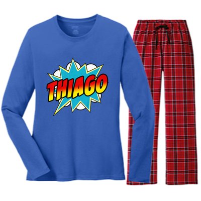 Thiago Comic Book Superhero Name Women's Long Sleeve Flannel Pajama Set 