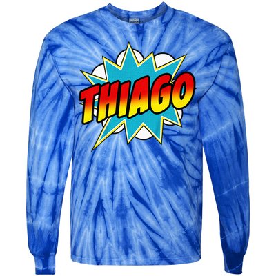 Thiago Comic Book Superhero Name Tie-Dye Long Sleeve Shirt