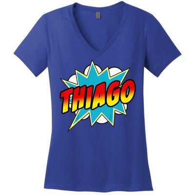 Thiago Comic Book Superhero Name Women's V-Neck T-Shirt