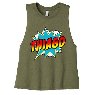 Thiago Comic Book Superhero Name Women's Racerback Cropped Tank