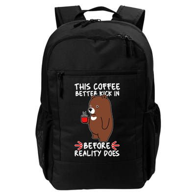 This Coffee Better Kick In Before Reality Does Stressed Coffee Bear Daily Commute Backpack