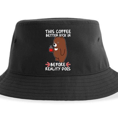 This Coffee Better Kick In Before Reality Does Stressed Coffee Bear Sustainable Bucket Hat
