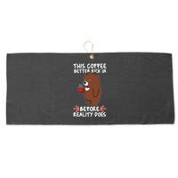 This Coffee Better Kick In Before Reality Does Stressed Coffee Bear Large Microfiber Waffle Golf Towel