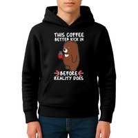 This Coffee Better Kick In Before Reality Does Stressed Coffee Bear Kids Hoodie
