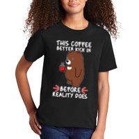 This Coffee Better Kick In Before Reality Does Stressed Coffee Bear Kids T-Shirt