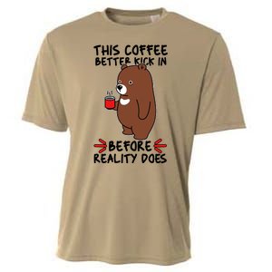 This Coffee Better Kick In Before Reality Does Stressed Coffee Bear Cooling Performance Crew T-Shirt