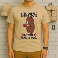 This Coffee Better Kick In Before Reality Does Stressed Coffee Bear T-Shirt
