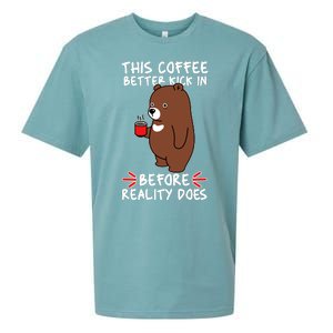 This Coffee Better Kick In Before Reality Does Stressed Coffee Bear Sueded Cloud Jersey T-Shirt