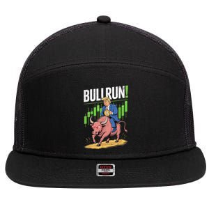 Trump Crypto Btc 2024 Bullrun 2025 Bitcoin 7 Panel Mesh Trucker Snapback Hat