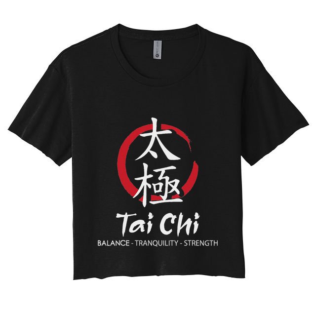 Tai Chi Body Mind Wellness Spiritual Yin Yang Martial Arts Women's Crop Top Tee