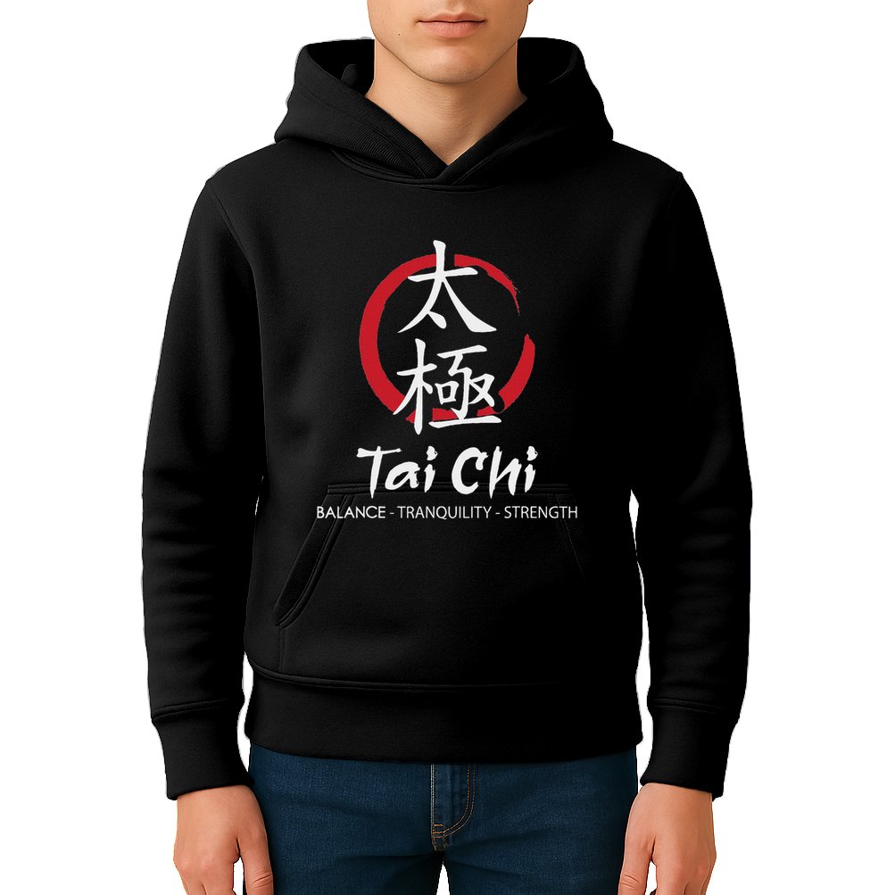 Tai Chi Body Mind Wellness Spiritual Yin Yang Martial Arts Kids Hoodie