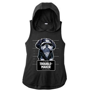 Troublemaker Cute Black Shih Tzu Puppy For Christmas Gift Ladies PosiCharge Tri-Blend Wicking Draft Hoodie Tank