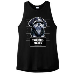 Troublemaker Cute Black Shih Tzu Puppy For Christmas Gift Ladies PosiCharge Tri-Blend Wicking Tank