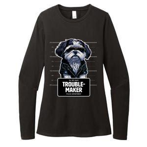 Troublemaker Cute Black Shih Tzu Puppy For Christmas Gift Womens CVC Long Sleeve Shirt