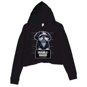 Troublemaker Cute Black Shih Tzu Puppy For Christmas Gift Crop Fleece Hoodie