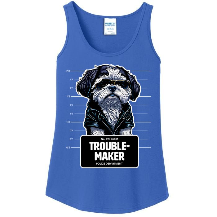 Troublemaker Cute Black Shih Tzu Puppy For Christmas Gift Ladies Essential Tank