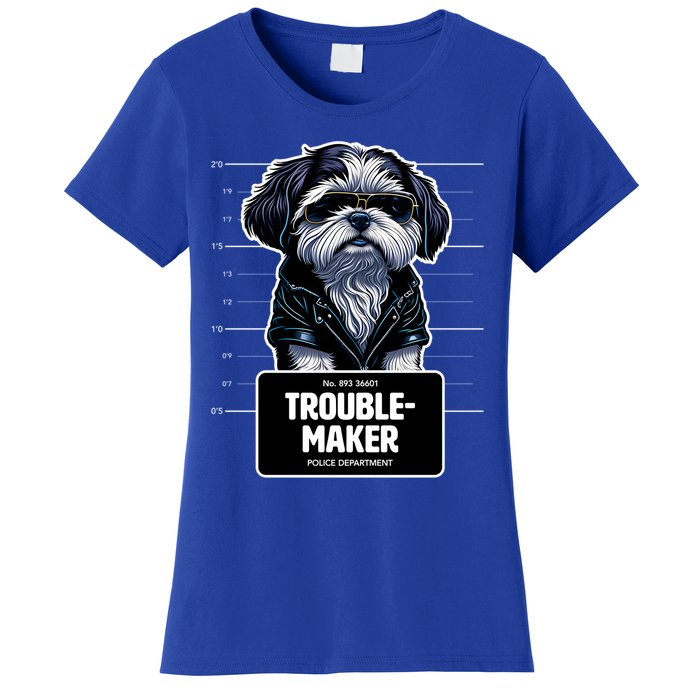 Troublemaker Cute Black Shih Tzu Puppy For Christmas Gift Women's T-Shirt