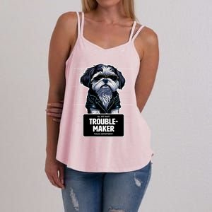 Troublemaker Cute Black Shih Tzu Puppy For Christmas Gift Women's Strappy Tank