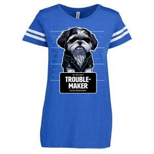 Troublemaker Cute Black Shih Tzu Puppy For Christmas Gift Enza Ladies Jersey Football T-Shirt