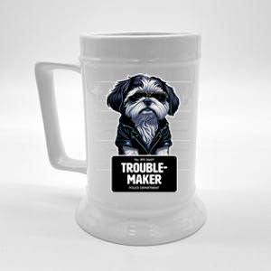 Troublemaker Cute Black Shih Tzu Puppy For Christmas Gift Beer Stein