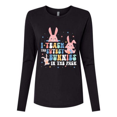 Teach Cutest Bunnies Easter Preschool Kindergarten Teacher Gift Womens Cotton Relaxed Long Sleeve T-Shirt