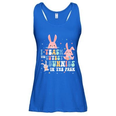 Teach Cutest Bunnies Easter Preschool Kindergarten Teacher Gift Ladies Essential Flowy Tank