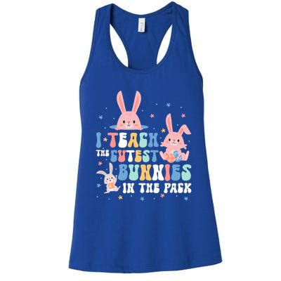 Teach Cutest Bunnies Easter Preschool Kindergarten Teacher Gift Women's Racerback Tank